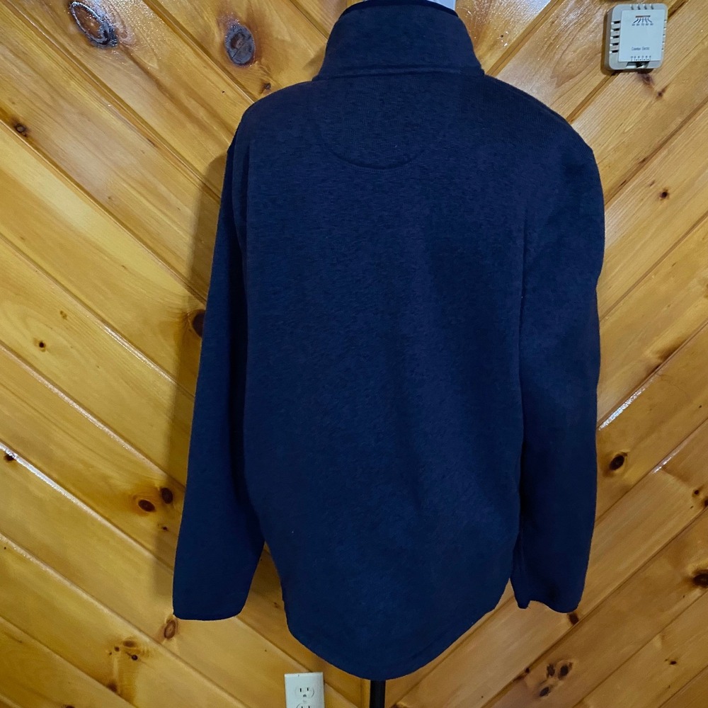 L.L. Bean Men's Sweater Fleece Full Zip Jacket Navy Blue Large Colby College - Picture 4 of 9